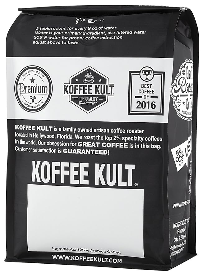 Koffee Kult Thunder Bolt Dark French Roast Whole Bean Coffee - Small Batch 100% Arabica Gourmet Blend, Bold and Well Balanced 32oz Resealable Package