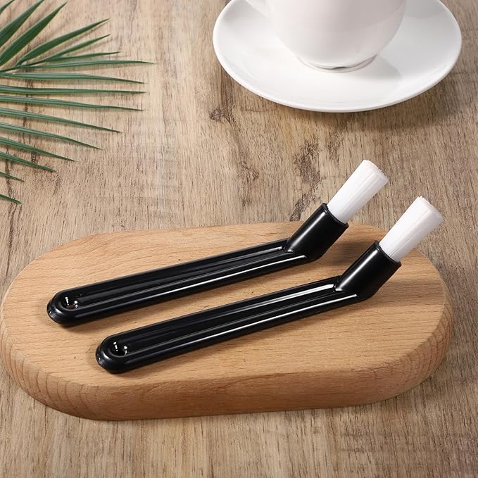 6" Nylon Head Espresso Brush, 2 PCS Espresso Cleaning Brush Coffee Cleaning Brushes, Bent Head Anti-Scalding Black Coffee Grinder Brushes for Espressos Machine, Grinders Tools