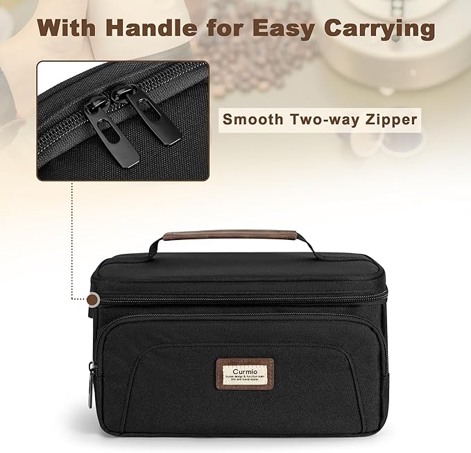 CURMIO Carrying Case Compatible with OutIn Nano Portable Electric Espresso Machine, Camping Coffee Maker Travel Bag with Pockets for Capsules and Accessories, Black