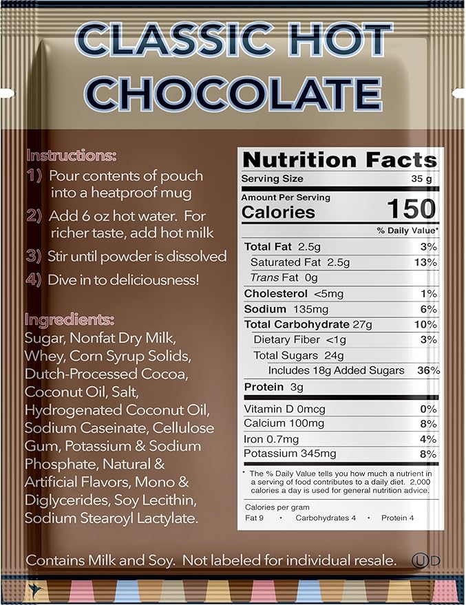 Double Donut Coffee Double Donut Hot Chocolate, Classic Hot Chocolate, Hot Chocolate Packets, Hot Cocoa Mix, 18 Count