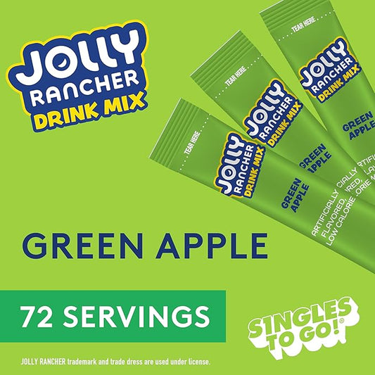 Jolly Rancher Singles To Go Powdered Drink Mix, Green Apple, 72 Total Servings, Sugar-Free Drink Powder, Just Add Water, 0.62 Ounce (Pack of 12)