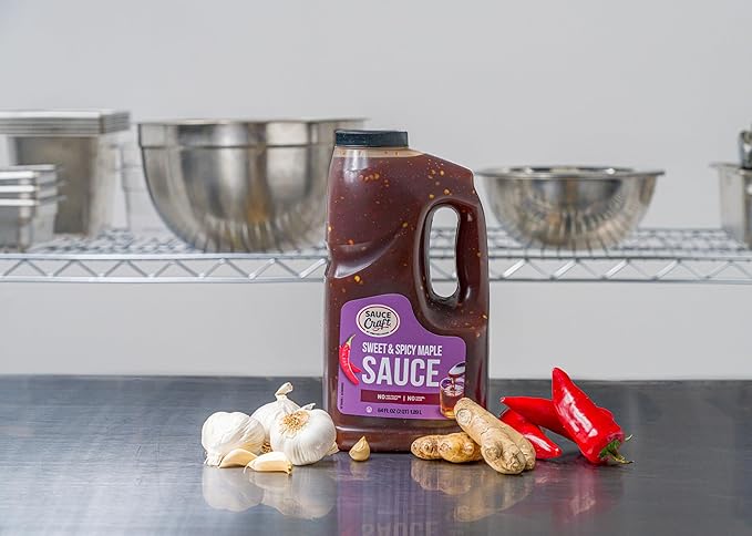 Sauce Craft Sweet & Spicy Maple Sauce, Glaze for Meats and Vegetables, Dipping Sauce for Appetizers and More, 0.5 Gallon