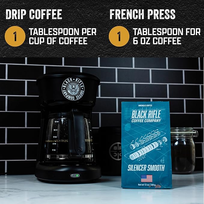 Black Rifle Coffee Company Silencer Smooth, 12oz Bag, Whole Bean Light Roast - Roasted Blend Made from Arabica Beans - Colombian & Brazilian Beans - Veteran Founded & American Made