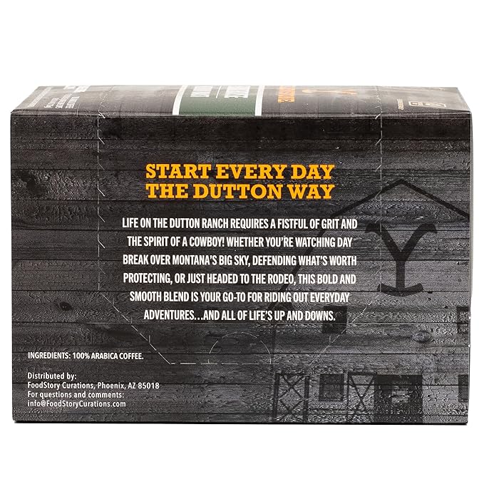 Yellowstone Bunkhouse Medium Roast Coffee, Single Serve Recyclable Pods/Cups, 100% Arabica Beans, 12 Count