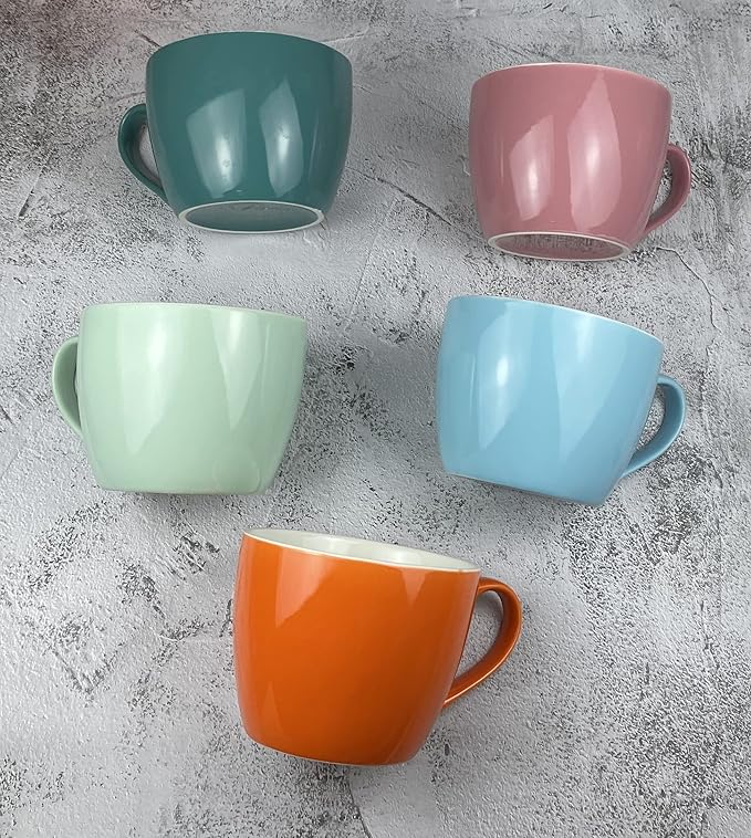 MECOWON 30 OZ Porcelain Coffee Mugs, Set of 2 Large Mugs for Soup, Cereal and Salad (Teal (bluish - green))