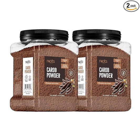 Roots Circle Premium Carob Powder Unsweetened, Kosher Bulk 28oz - Cocoa Powder Alternative | Rich in Fiber Caffeine Sugar-Free Chocolate Substitute Great for Smoothies, Cookies, and Yogurt