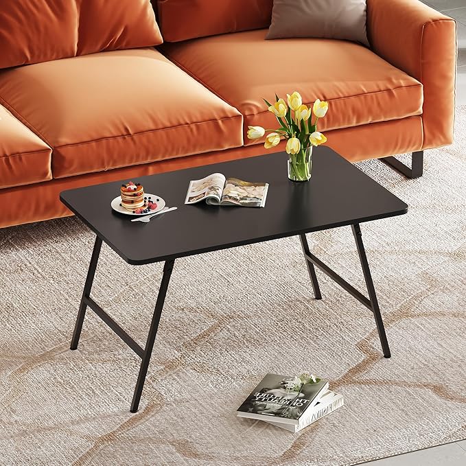 WLIVE Folding Coffee Table, Modern Portable Small Coffee Table with No Assembly Needed for Living Room, Home, Small Space, Rustic Brown