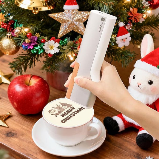 EVEBOT Handheld Food PrintPen Portable Mini Coffee Printer Latte Art Macaron Cookie DIY Design, Bluetooth 4.2-1PCS Black Color