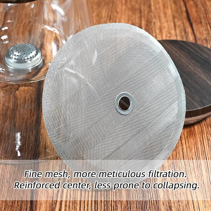 6 Pack French Press Replacement Filter Screens - 4 Inch Stainless Steel Mesh with Metal Center Ring for 34 Oz, 1000ml, 8 Cup French Press Coffee and Tea Makers