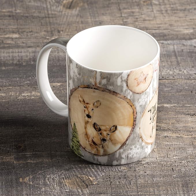 Maison d' Hermine Coffee Mug with Handles Fine Bone China Mugs Pack of One Tea Cups for Hot Beverages Cappuccino Latte Home Restaurant Office Perfect for Gift (Mountain Life - Winteralp, 15 Ounce)