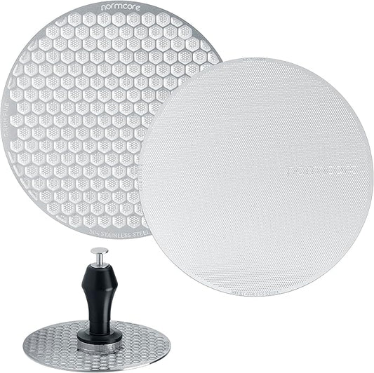 Normcore 58.5mm Magnetic Puck Screen Kit - 0.2mm Ultra-Thin, 0.8mm Standard Espresso Filter Screens with Magnetic Pin and Stand - 304 Stainless Steel Reusable Metal Coffee Filter