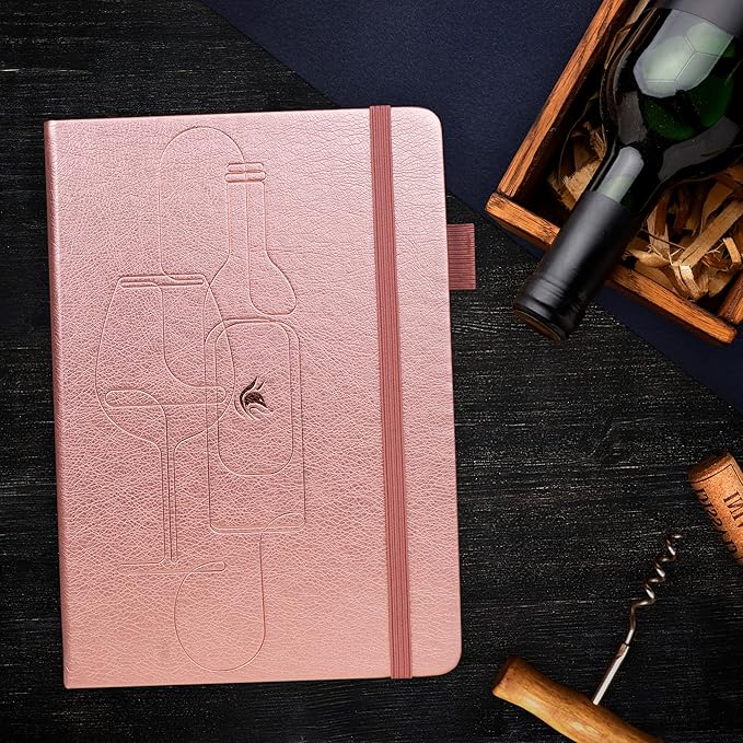 Clever Fox Wine Journal for Wine Tasting – Guided Wine Diary & Log Book with Tasting Instructions, Aroma Wheel, Food Pairing & Glass Guide – 132 Entries, Hardcover, A5 Size (Rose Gold)
