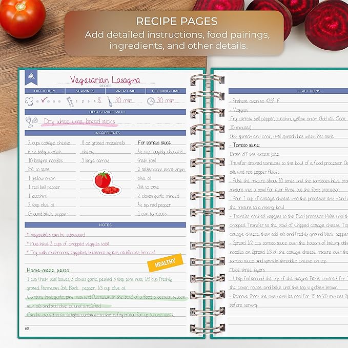 Clever Fox Recipe Book Spiral – Make Your Own Family Cookbook – Blank Recipe Notebook Organizer – Empty Cooking Journal to Write In Recipes – Medium Size, 6.3”x8.3”, Hardcover (Turquoise)