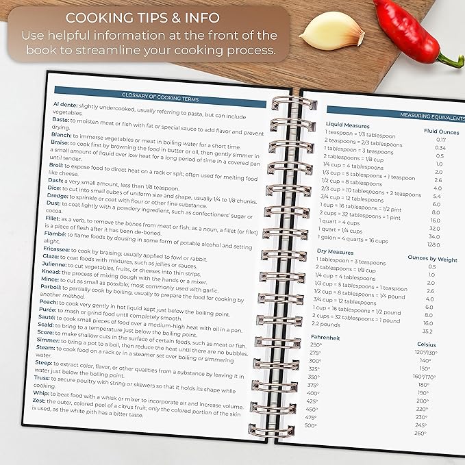 Clever Fox Recipe Book Spiral – Make Your Own Family Cookbook – Blank Recipe Notebook Organizer – Empty Cooking Journal to Write In Recipes – Medium Size, 6.3”x8.3”, Hardcover (Black)