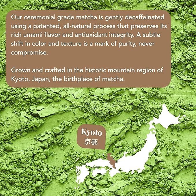 Caff Off Decaf Chocolate Matcha Green Tea Powder From Japan – 1.06 oz / 30 g – Ceremonial Grade & Sugar-Free – No Fillers or Milk Powders – Naturally Decaffeinated Without Chemicals – Tested for Heavy Metals – First Harvest, Shade-Grown & Caffeine-Free...