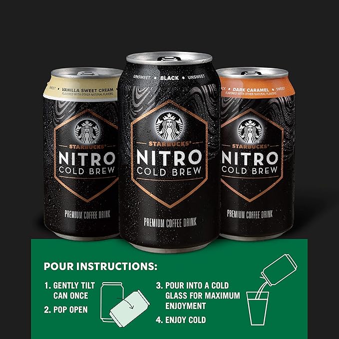 Starbucks Nitro Cold Brew,Vanilla Sweet Cream 9.6 fl oz Can,(Pack of 16)