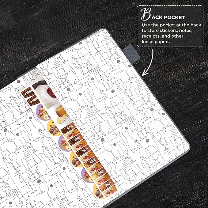 Clever Fox Wine Journal for Wine Tasting – Guided Diary & Log Book with Tasting Instructions, Aroma Wheel, Food Pairing & Glass Guide – 132 Entries, Hardcover, A5 Size (Silver Black)