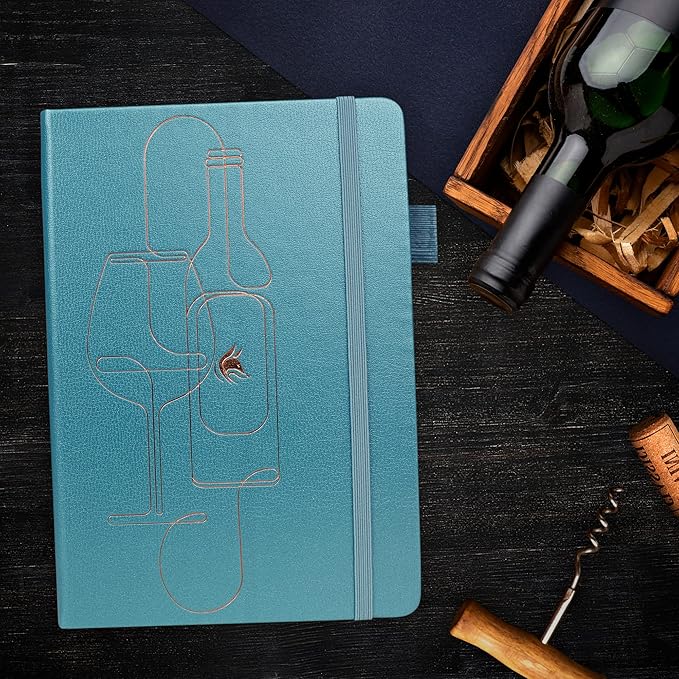 Clever Fox Wine Journal for Wine Tasting – Guided Diary & Log Book with Tasting Instructions, Aroma Wheel, Food Pairing & Glass Guide – 132 Entries, Hardcover, A5 Size (Aquamarine)