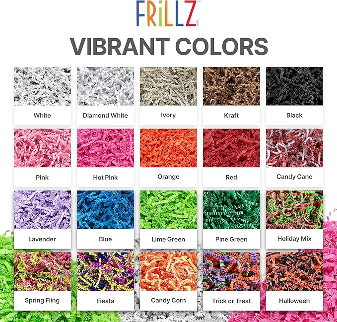 FRILLZ by DECOfill™ Crinkle Cut Paper Shred Filler for Baskets, Gifts, Packing and Protecting your Mother's Day, Christmas, Holiday Valentine's, and other events (2 pound, Red)
