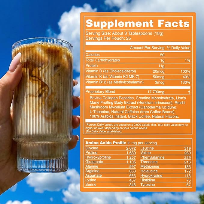 Moment Protein Coffee Powder with Mushrooms & Creatine – Zero Sugar, Low Acidity Instant Protein Coffee Powder with Lion’s Mane, Reishi & L-Theanine for Energy, Focus & Mental Clarity-25 Servings