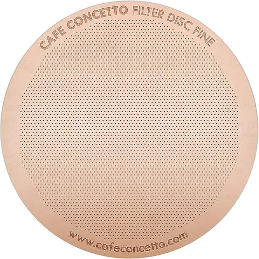 CAFE CONCETTO Filter for use in AeroPress Go/AeroPress Coffee Makers - Disc Fine - Reusable - Premium Coated Stainless Steel (Rose Gold, Metal) - Brew Tips Included