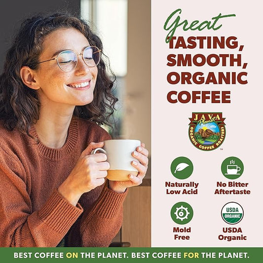 Low Acid Organic Coffee – Whole Bean, Mold-Free & Stomach Friendly by Java Planet, Sumatran Single Origin Coffee, Dark Roast, Smooth Full Flavored, 2x1LB Bag