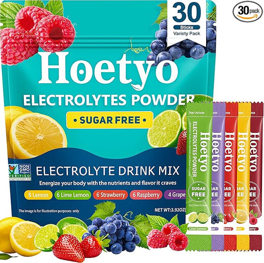 Electrolytes Powder Packets - Sugar Free Electrolyte Powder Drink Mix - 30 Sticks Daily Rapid Hydration Packets for Sports & Dehydration - Variety Pack, Keto Friendly, Vegan, Non-GMO, 5 Flavors