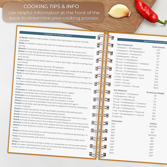 Clever Fox Recipe Book Spiral – Make Your Own Family Cookbook – Blank Recipe Notebook Organizer – Empty Cooking Journal to Write in Recipes – Medium Size, 6.3”x8.3”, Hardcover (Amber Yellow)