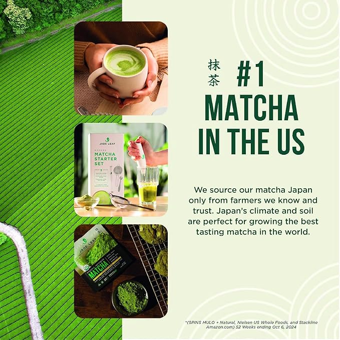 Jade Leaf Matcha Organic Premium Ceremonial Grade Matcha Green Tea Powder - Japanese - Culinary, Ingredient, Ceremonial Barista Teahouse, Latte, Collagen, 16 Ounce (Pack of 1), Ceremonial Barista
