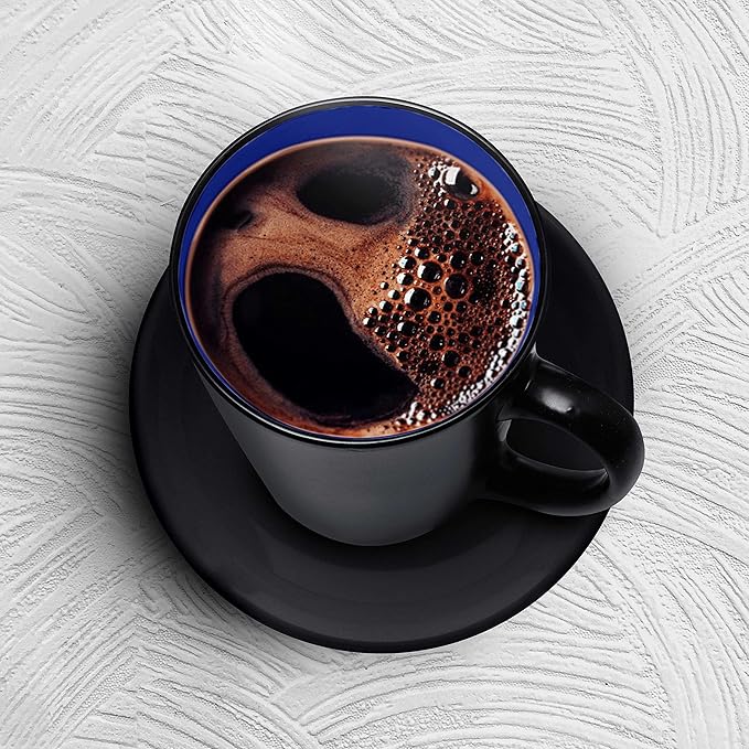DISCOUNT PROMOS Ceramic Coffee Latte Mugs 12 oz. Set of 10, Bulk Pack - Perfect for Coffee, Tea, Espresso, Hot Cocoa, Other Beverages - Royal Blue