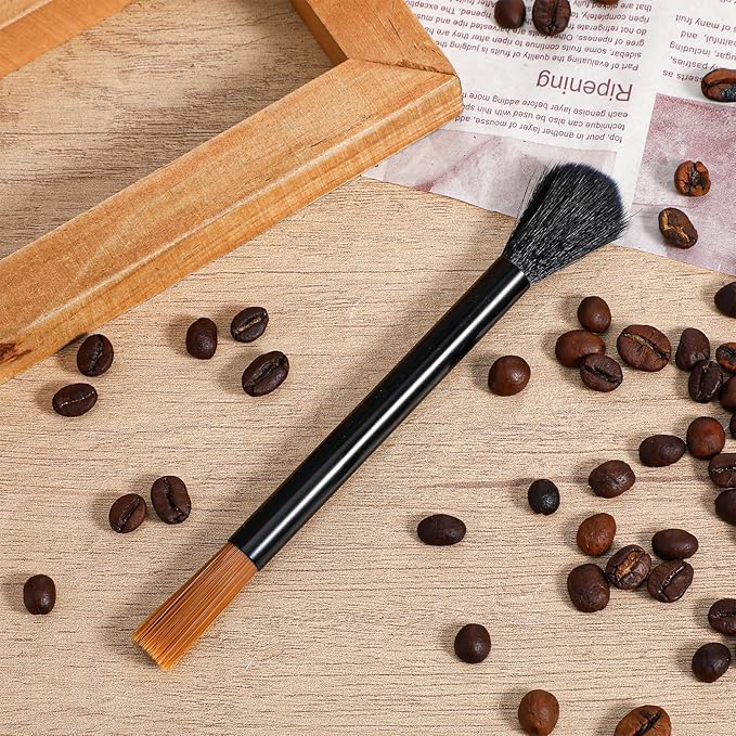 Sibba Coffee Grinder Cleaning Brush with Dual Head 2 PCS Professional Barista Tool for Espresso Machine Grinder Durable Aluminum Handle with Soft Nylon Bristles Brush for Home Kitchen Bar Accessories