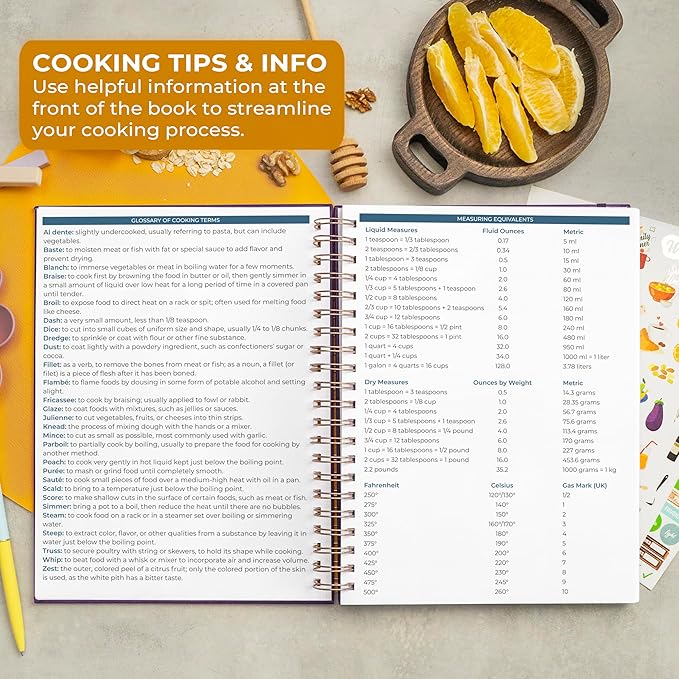 Clever Fox Recipe Book Spiral – Make Your Own Family Cookbook – Blank Recipe Notebook Organizer – Empty Cooking Journal to Write In Recipes – Large Size, 9.3”x11.2”, Hardcover (Purple)