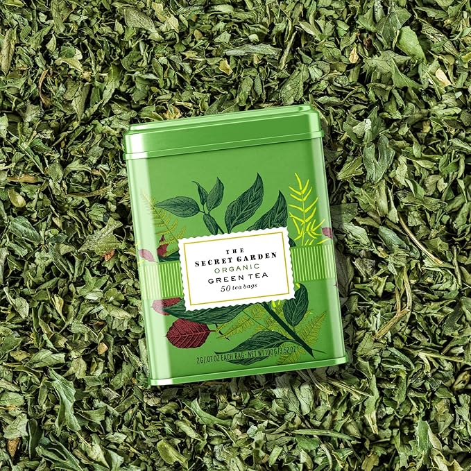Life Plus Style Gourmet Secret Garden Organic Green Tea Caffeinated Natural Pure Unsweetened Refreshing Hot or Iced Gluten Free 50 Tea Bags