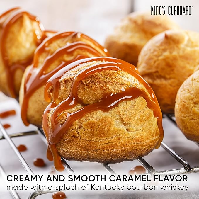 King's Cupboard Bourbon Caramel Sauce - The Perfect Sauce for Ice Cream, Fruit Dip, Topping Desserts, Caramel Drizzle for Coffee - Gluten-Free, Kosher, All Natural Ingredients, Made in USA 10.4 oz - Pack 2