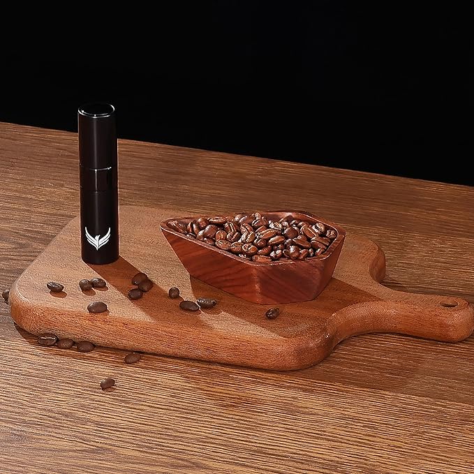 KNODOS Walnut Coffee Bean Dosing Cup and RDT Coffee Spritzer Set Coffee Bar Accessories Wooden Dosing Vessel Single Dose Coffee Measuring Tray Kit