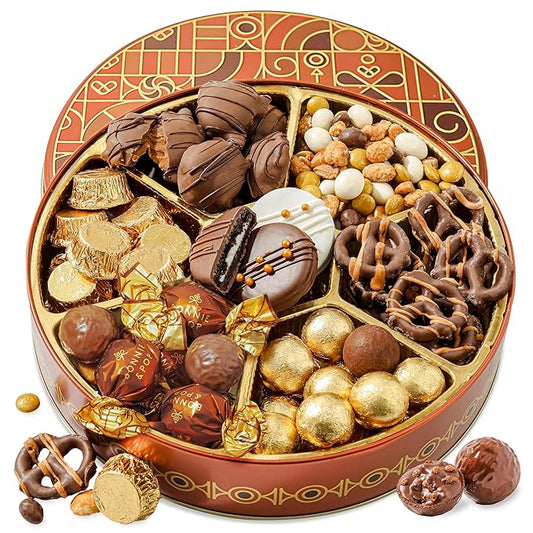 Holiday Chocolate Gift Basket- Nut and Candy Gift Box for Men, Women, Families, Corporate- Bonnie and Pop