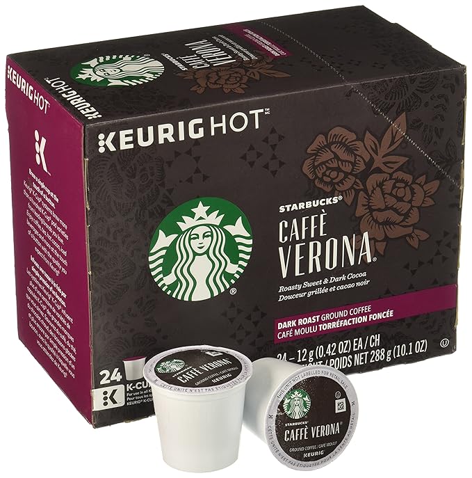 Starbucks K-Cup Coffee Pods—Dark Roast Coffee—Caffè Verona for Keurig Brewers—100% Arabica—4 boxes (96 pods total)