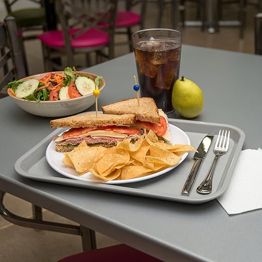Carlisle FoodService Products CT101423 Cafe Standard Plastic Cafeteria/Fast Food Tray, NSF Certified, BPA Free, 14" Length x 10" Width, Gray (Pack of 24)
