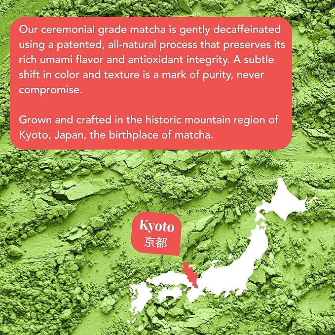 Caff Off Decaf Apple Matcha Green Tea Powder From Japan – 1.06 oz / 30 g – Ceremonial Grade & Sugar-Free – No Fillers or Milk Powders – Naturally Decaffeinated Without Chemicals – Tested for Heavy Metals – First Harvest, Shade-Grown & Caffeine-Free Mat...