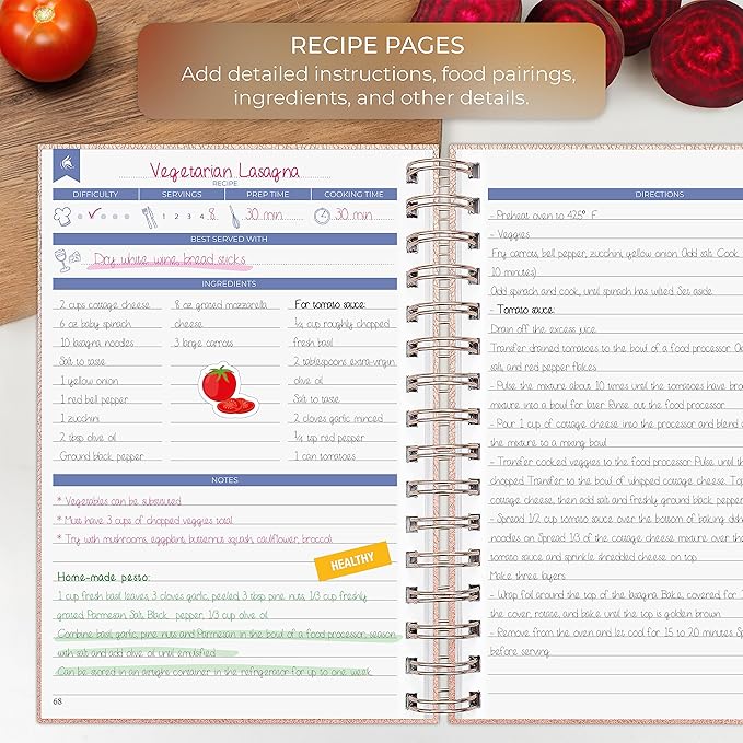 Clever Fox Recipe Book Spiral – Make Your Own Family Cookbook – Blank Recipe Notebook Organizer – Empty Cooking Journal to Write In Recipes – Medium Size, 6.3”x8.3”, Hardcover (Rose Gold)