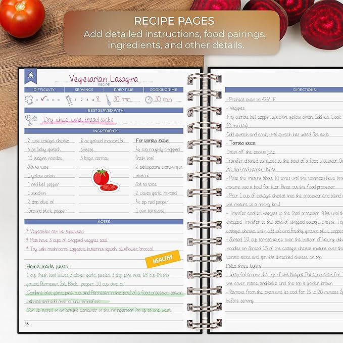 Clever Fox Recipe Book Spiral – Make Your Own Family Cookbook – Blank Recipe Notebook Organizer – Empty Cooking Journal to Write In Recipes – Medium Size, 6.3”x8.3”, Hardcover (Black)