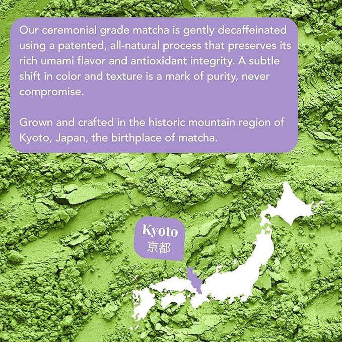 Caff Off Decaf Matcha Green Tea Powder From Japan – 3.52 oz / 100 g – Ceremonial Grade – Naturally Decaffeinated Without Chemicals – Tested for Heavy Metals – First Harvest, Shade-Grown & Caffeine-Free Matcha Powder