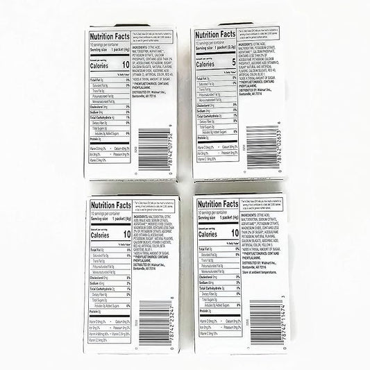 Great Value Low Calorie Sugar-Free Drink Mixes Variety Fruit Flavor (Lemonade Variety, 4-Pack)