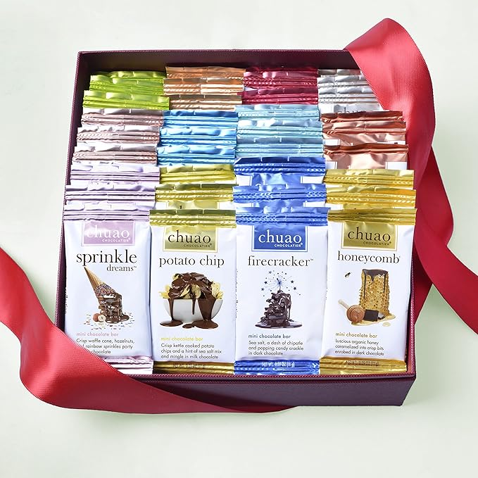 Chuao Chocolatier Share the Love Assorted Milk and Dark Mini Gourmet Chocolate Bars Gift Box | Sampler For Holiday, Birthday, Thank You, Corporate Gift Baskets | 36 Bars, 0.39 oz Each