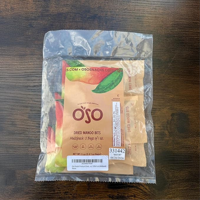 Oso Snacks Dried Mango Bits| 5 Single Bags x 1 Oz | No Sugar Added | No Preservatives | 100% Fruit | No GMO | Simply Fruit. Simply Delicious.