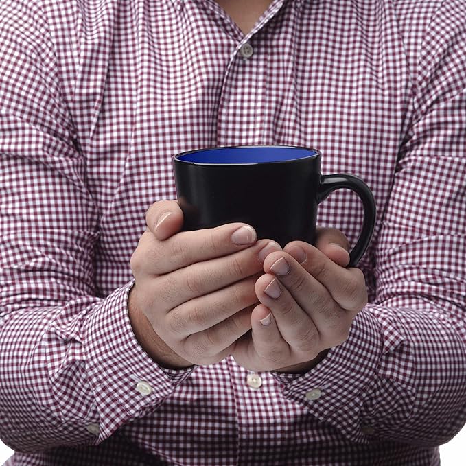 Custom Ceramic Coffee Latte Mugs 12 oz. Set of 10, Personalized Bulk Pack - Perfect for Coffee, Tea, Espresso, Hot Cocoa, Other Beverages - Royal Blue