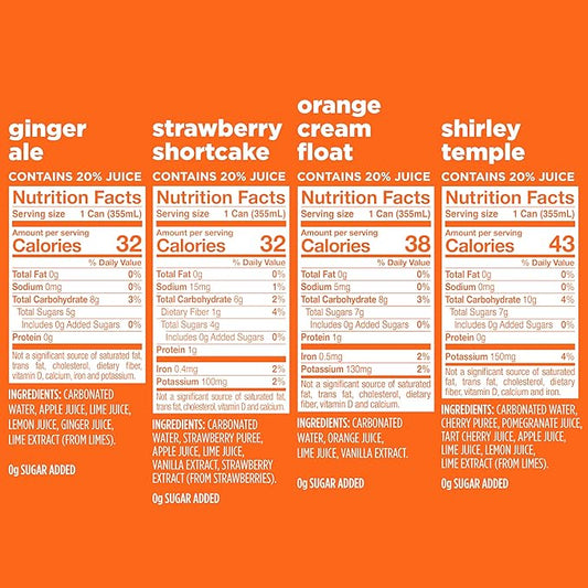 Spindrift Soda Variety Pack with Real Squeezed Fruit 12 Pack Case