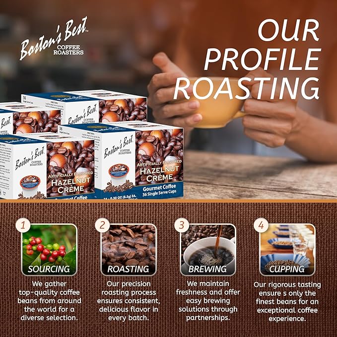 Boston’s Best - Hazelnut Creme Flavored Coffee, Delicious Gourmet Compatible with Keurig Coffee Maker, 1 Count (144 Single Serve Cups)