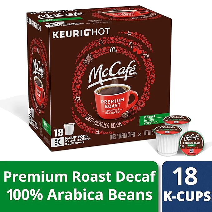 McCafe Premium Roast Decaf Keurig K Cup Coffee Pods (18 Count)