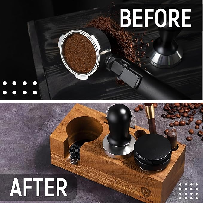 Espresso Tamping Station, Acacia Wood Tamper Station, 54-58 MM Coffee Tamper Holder, Espresso Machine Accessories